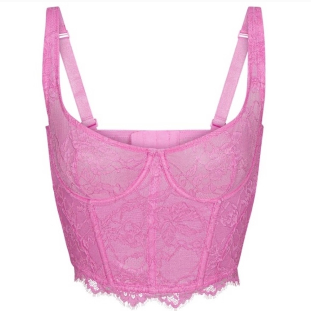 SKIMS pink bubblegum lace metallic corset medium